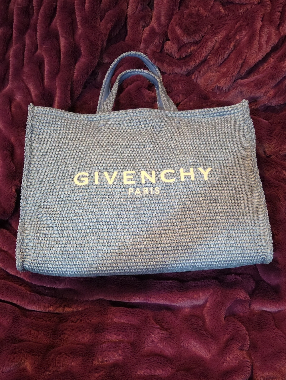 Givenchy Light Blue Woven Logo Tote